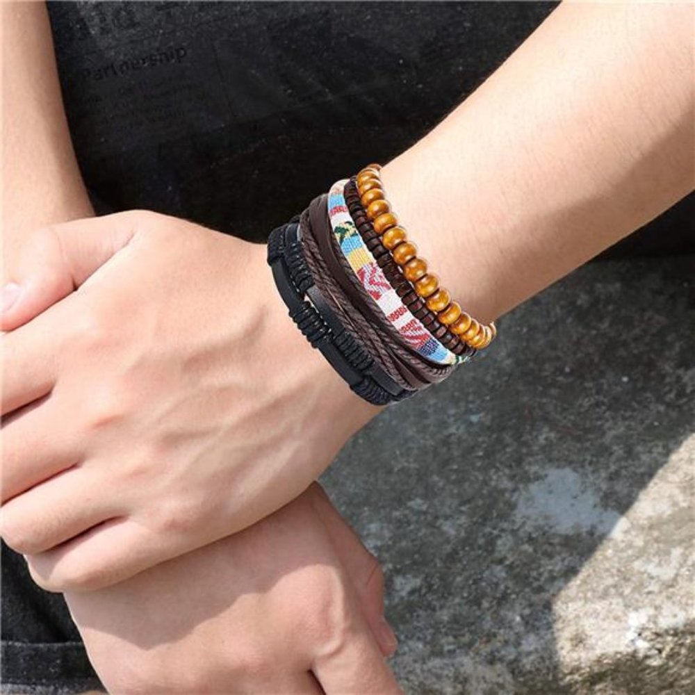 Boho Leather Bracelet Set